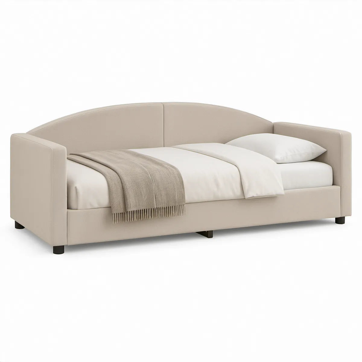 Gepolstertes Daybed 90 x 200 cm mit Armlehnen, Beige