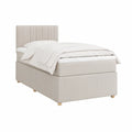Gepolstertes Einzelbett 90 x 200 cm mit vertikal gestepptem Kopfteil, Beige
