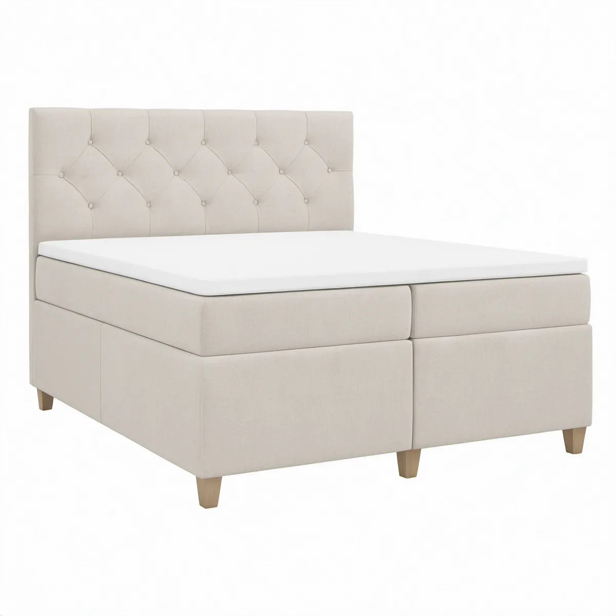 Boxspringbett 180 x 200 cm mit gepolstertem Kopfteil, Beige
