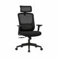 Ergonomischer Bürostuhl mit Kopfstütze, Netzrücken und Armlehnen, Schwarz, 64 × 64 × 116–126 cm