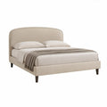 Gepolstertes Bettgestell 180 x 200 cm mit abgerundetem Kopfteil, Beige/Dunkelbraun