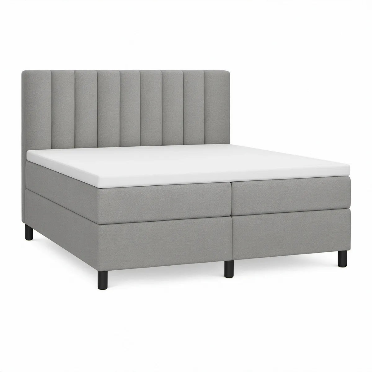 Boxspringbett 180 x 200 cm Grau mit Matratze und gepolstertem Kopfteil